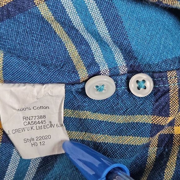 J. Crew Teal and Yellow Plaid Button Down Shirt - Picture 7 of 11